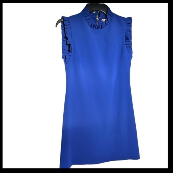 Alice + Olivia - Elsa Ruffle Collar A Line Dress in Ultramarine Size 0 - Picture 4 of 7